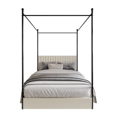 Winston Porter Zahiya Upholstered Metal Storage Canopy Bed